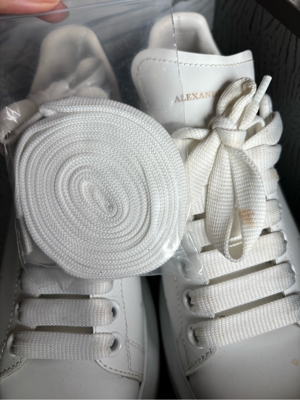 Alexander McQueen White Leather Sneakers with Black Heel Tab - Picture 8 of 11